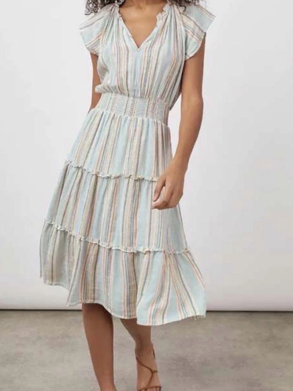 Rails Striped Tiered Maxi Dress - Light Blue & Cream